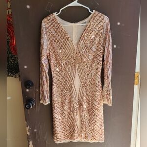 Verty Sequin Rose Gold Dress